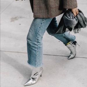 NWOB Zara Silver High Heel Ankle Boots